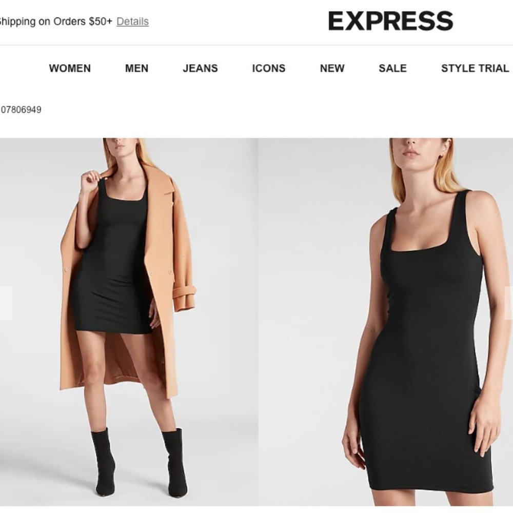 NWT Express Body Contour Square Neck Mini Sheath Dress